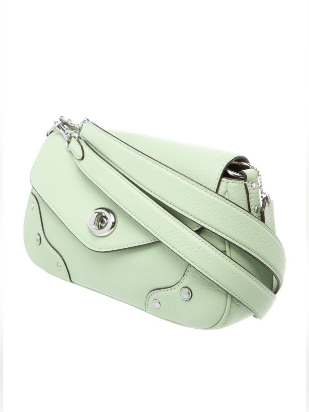 Coach Outlet Millie pale pistachio RARE  pebbled leather shoulder bag - Picture 2 of 11